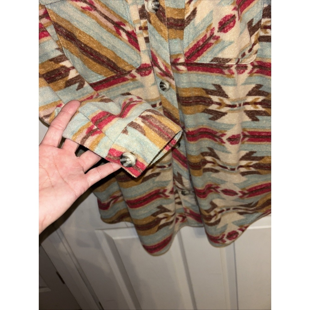 Maurices XL Mixed Pattern Fleece Aztec Shirt Jacket Shacket Cozy Southwestern - Picture 6 of 10